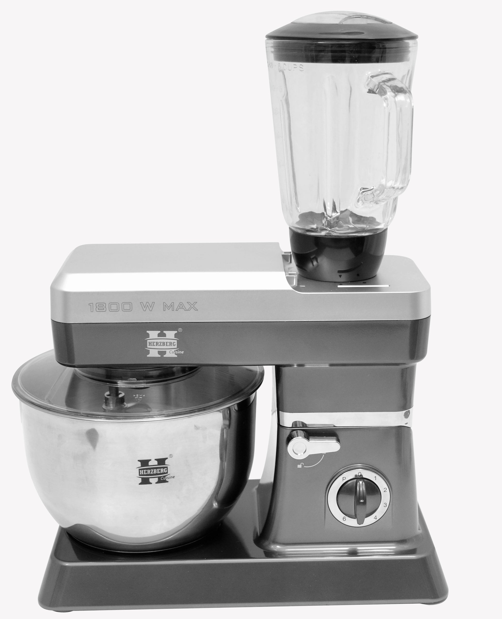 Herzberg HG-5065; Mixer/keukenrobot 1200 W (max. 1800 W), 6,5 l zwart - Design Meubelz