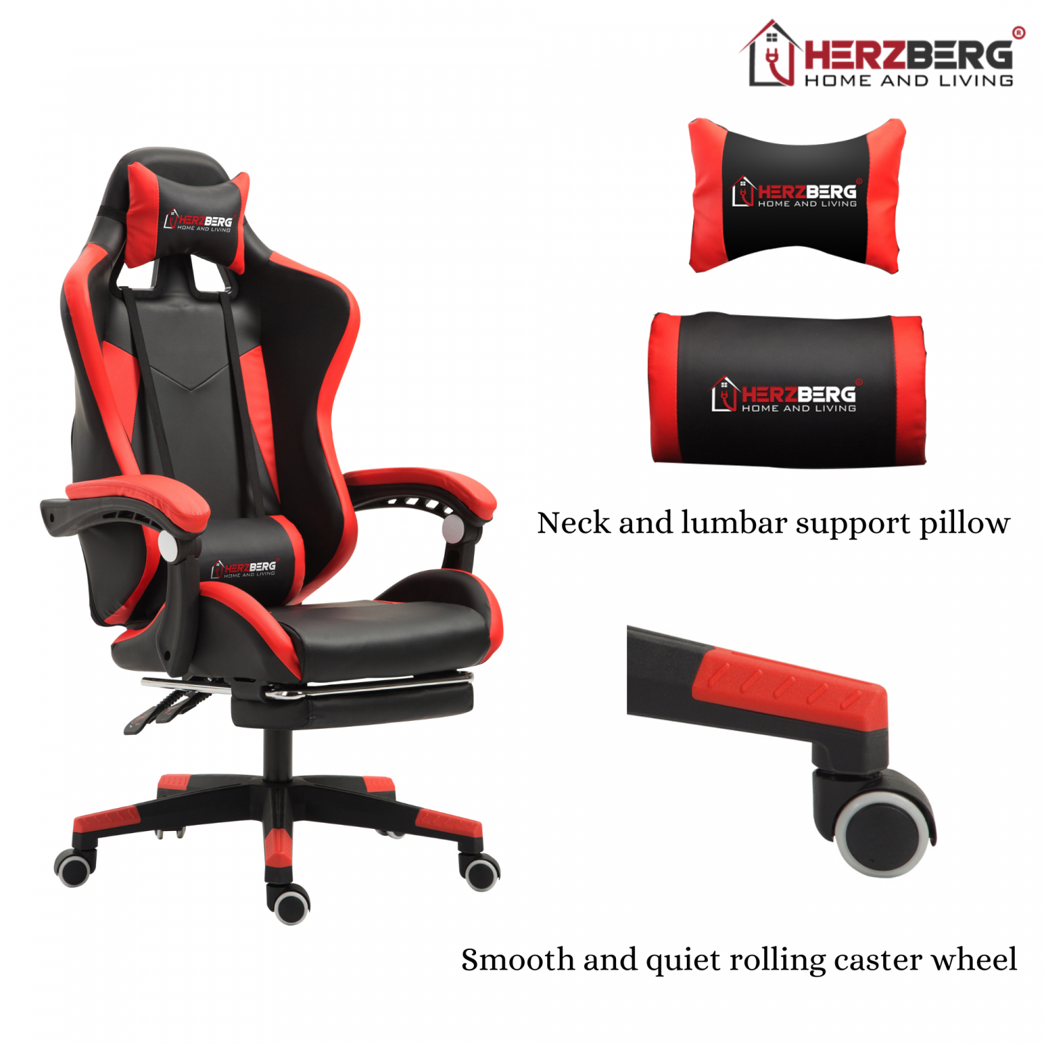 Herzberg Racing Car Style Ergonomische Gaming Stoel Rood - Design Meubelz