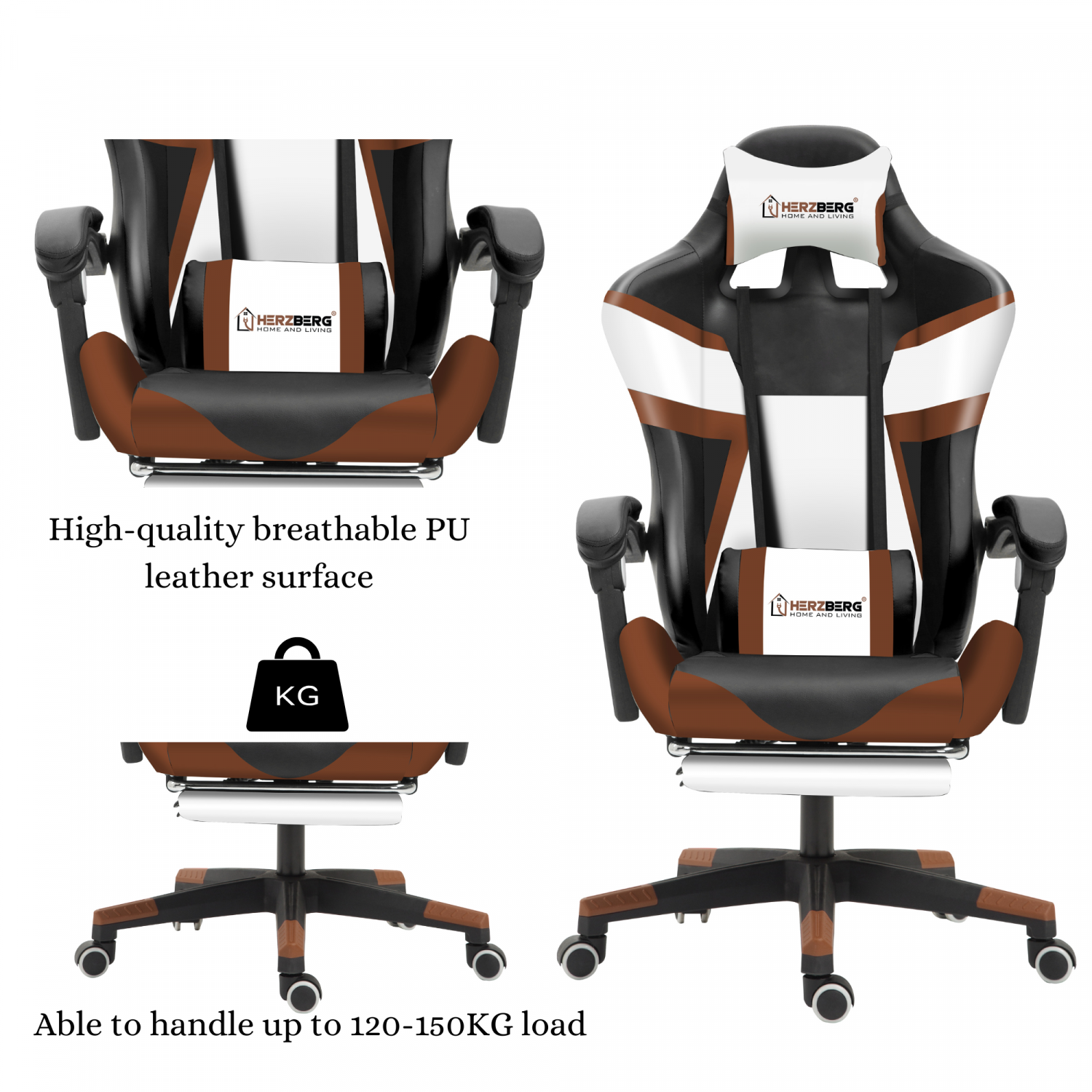 Herzberg HG-8082: driekleurige gaming- en bureaustoel met T-vormig accent zwart - Design Meubelz