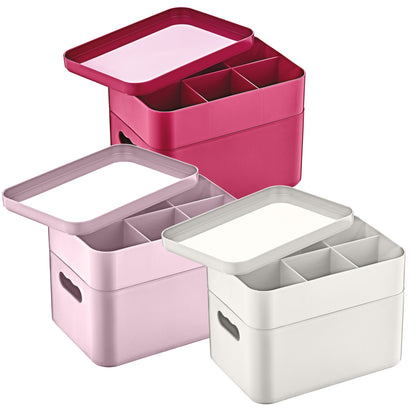 2-laags multifunctionele opbergdoos roze - Design Meubelz