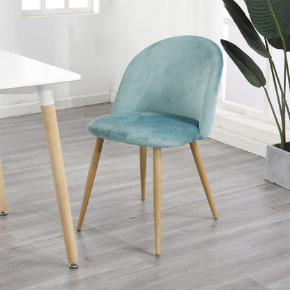 Nordicz Fluwelen eetkamerstoelen set houten onderstel groen - Design Meubelz