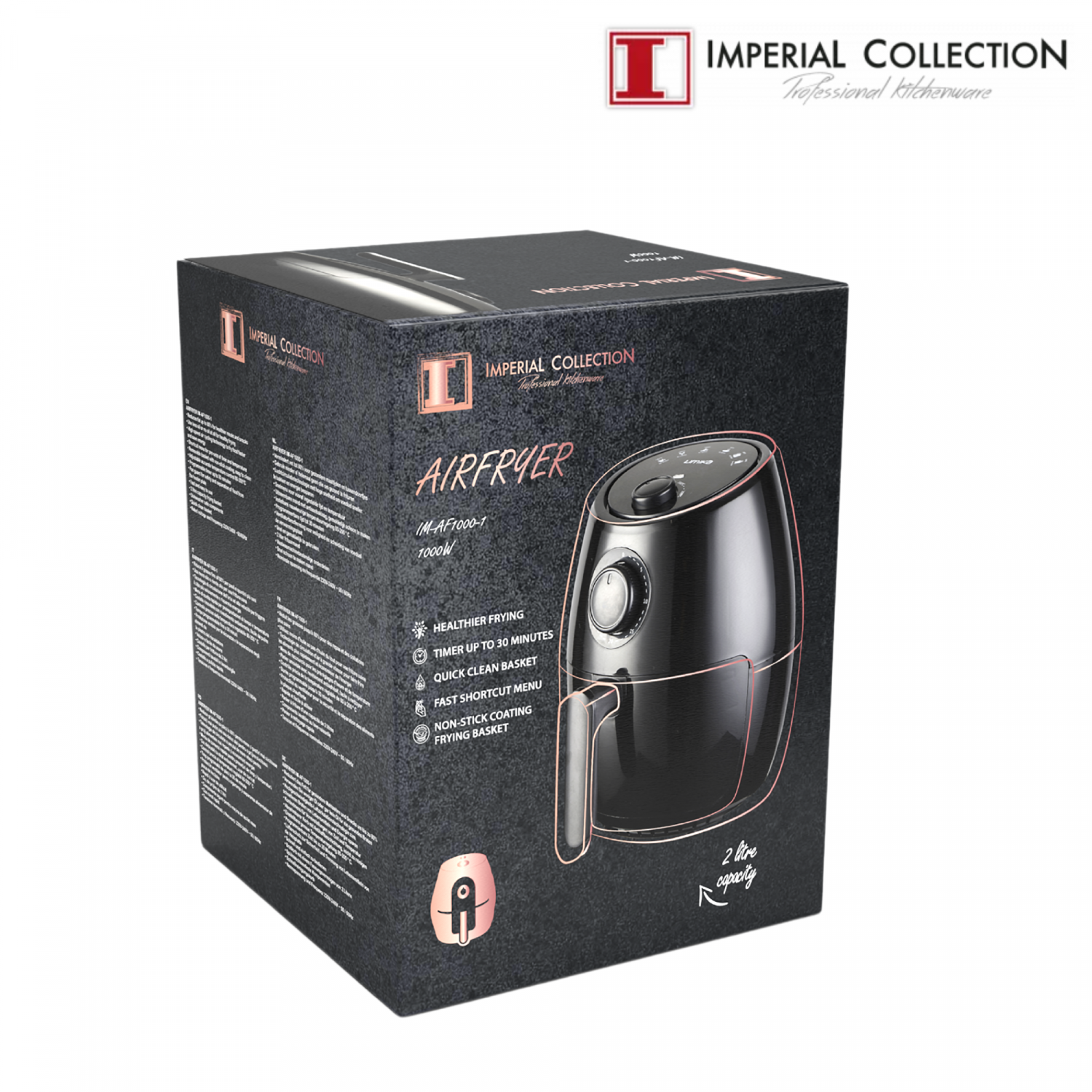 Imperial Collection 1000W olievrije airfryer zwart - Design Meubelz