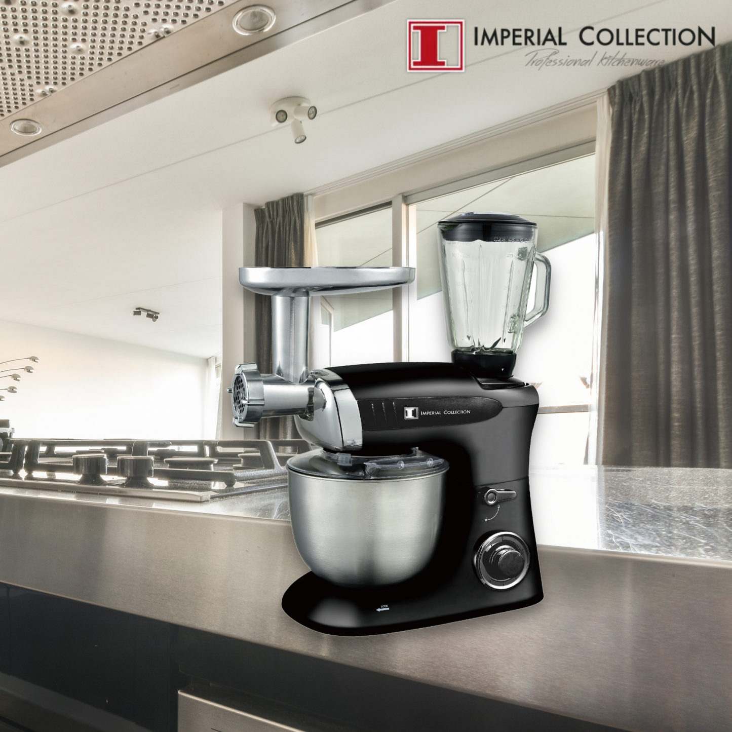 Imperial Collection multifunctionele keukenmixer, blender, vleesmolen grijs - Design Meubelz
