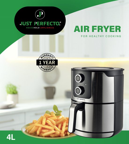 Just Perfecto JL-05: 1400 W Airfryer dubbele knopbediening - 4L - Design Meubelz