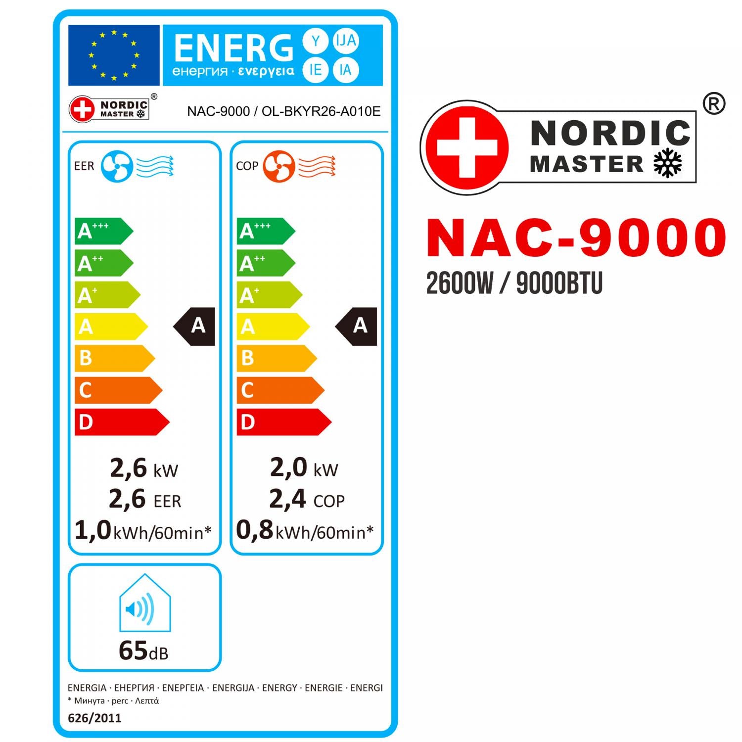 Nordic Master NAC-9000: 4-in-1 9000 BTU koelvermogen-airconditioner met WIFI - Design Meubelz