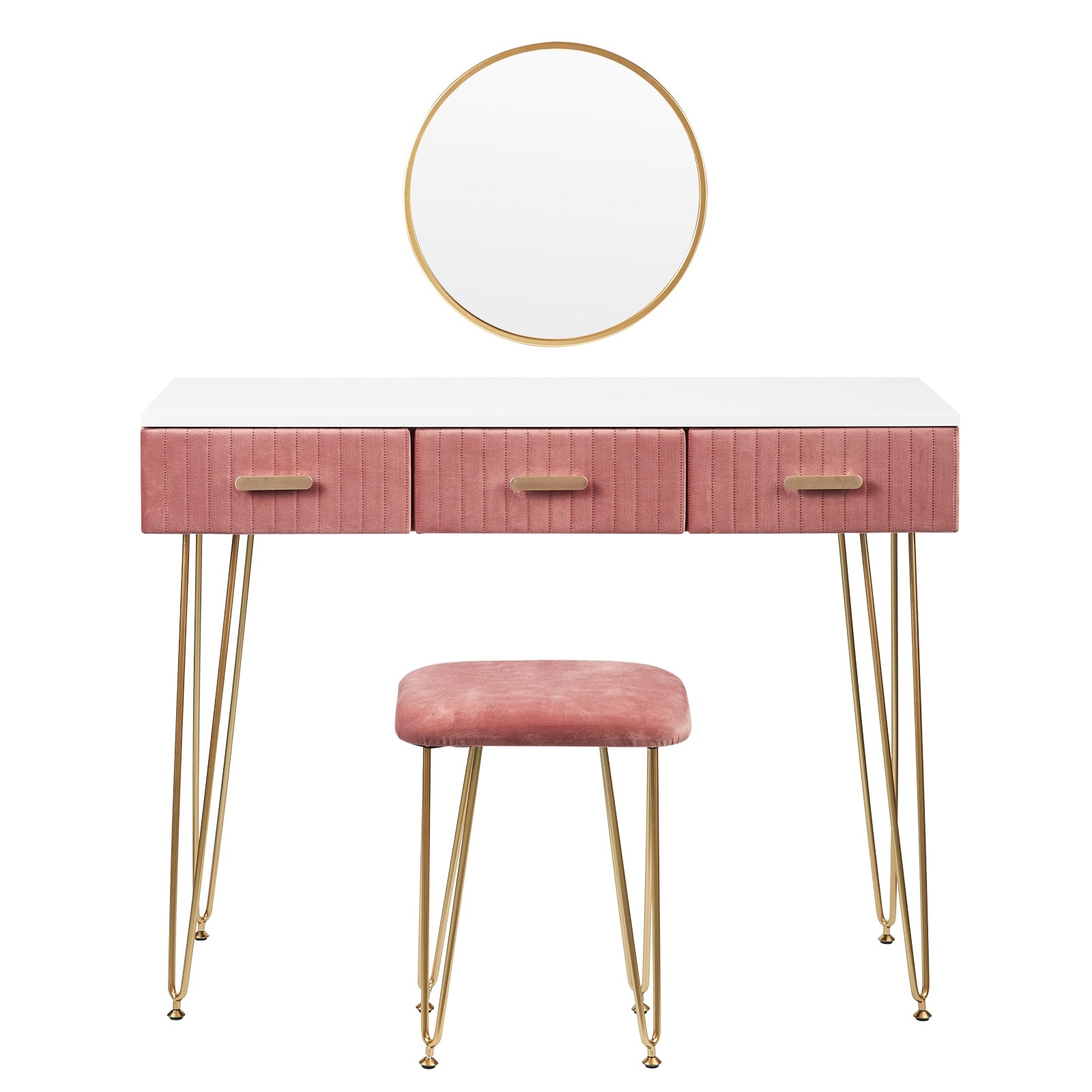 Nordicz fluwelen kaptafel met spiegel en stoel - Design Meubelz