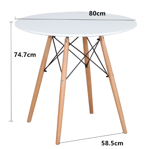 Nordicz Trä ronde eettafel houten onderstel wit - Design Meubelz